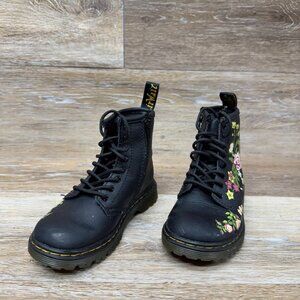 Dr. Martens 1460T Bloom Hydro Black Leather Boots Youth Size 9